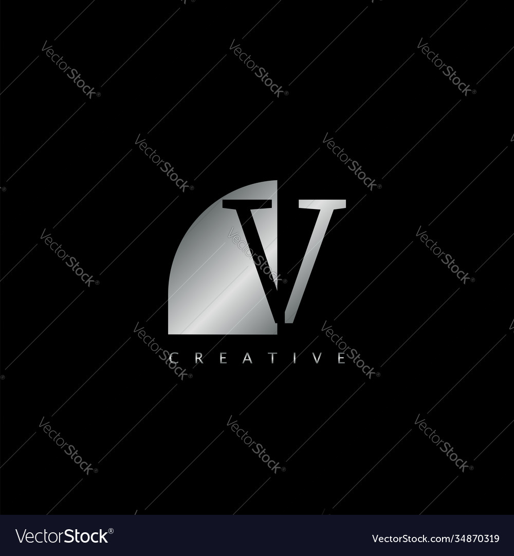 Metal V Letter Logo Template Abstract Techno Half Vector Image