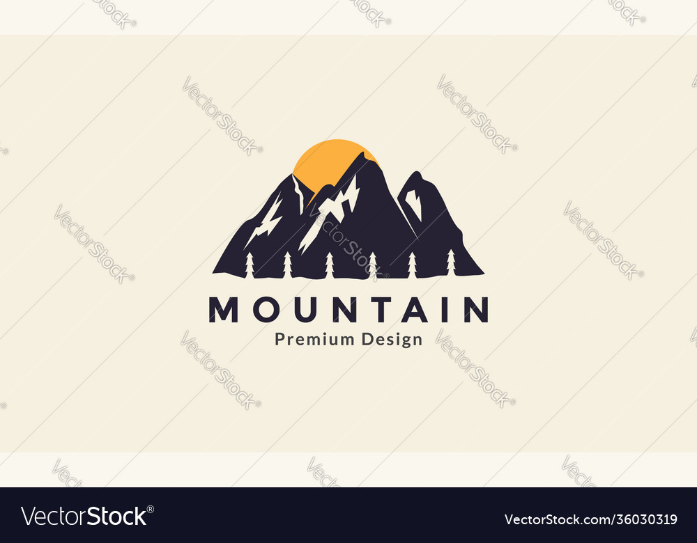 Mountain vintage with sunset logo symbol icon Vector Image