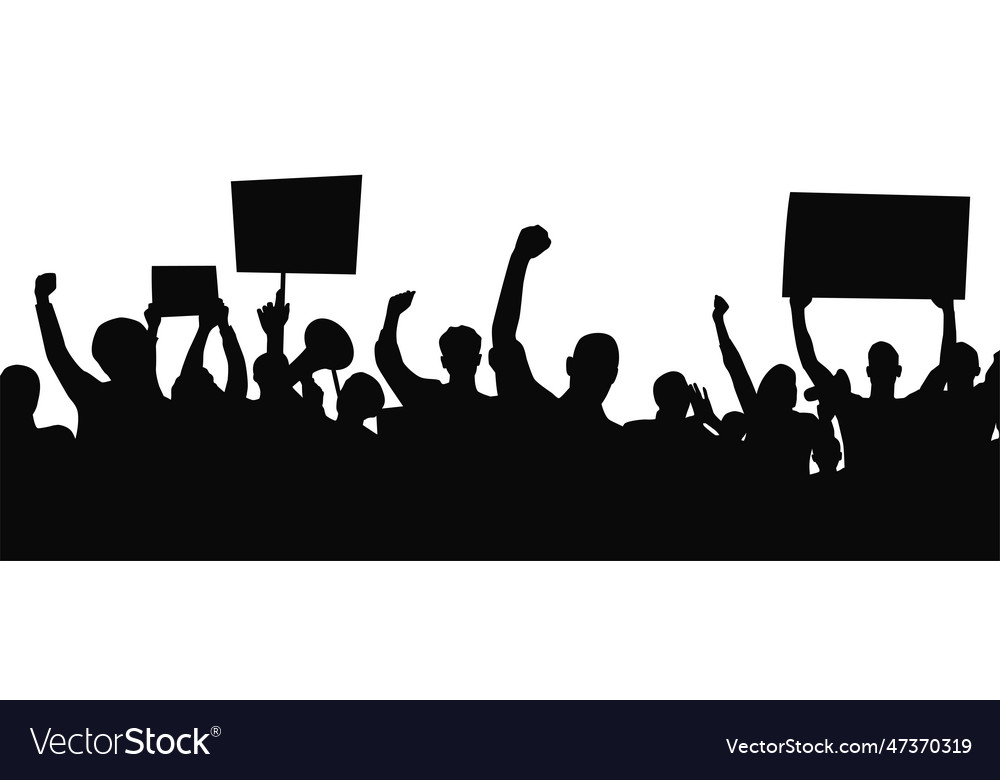 Protesters Enraged Crowd Of People Silhouette Vector Image