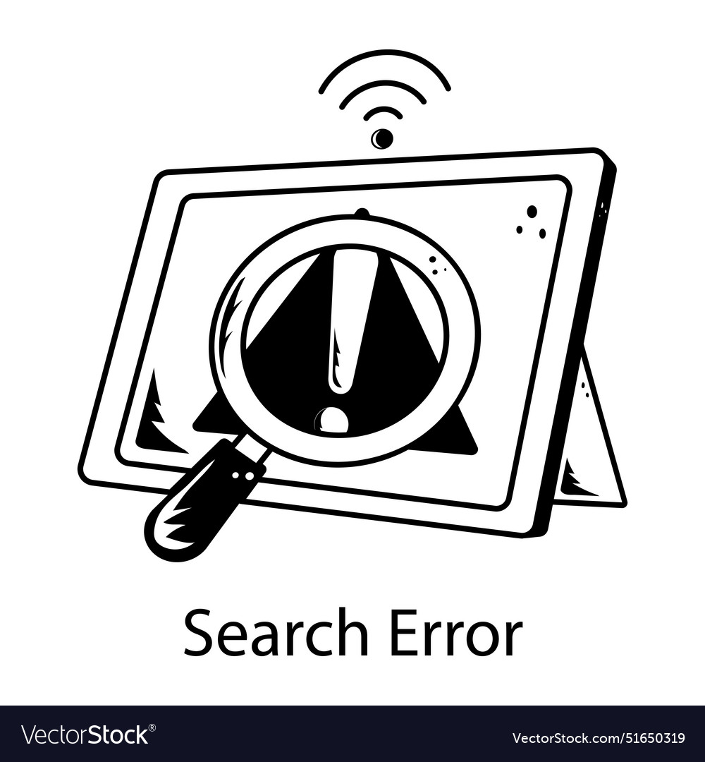 Search error Royalty Free Vector Image - VectorStock