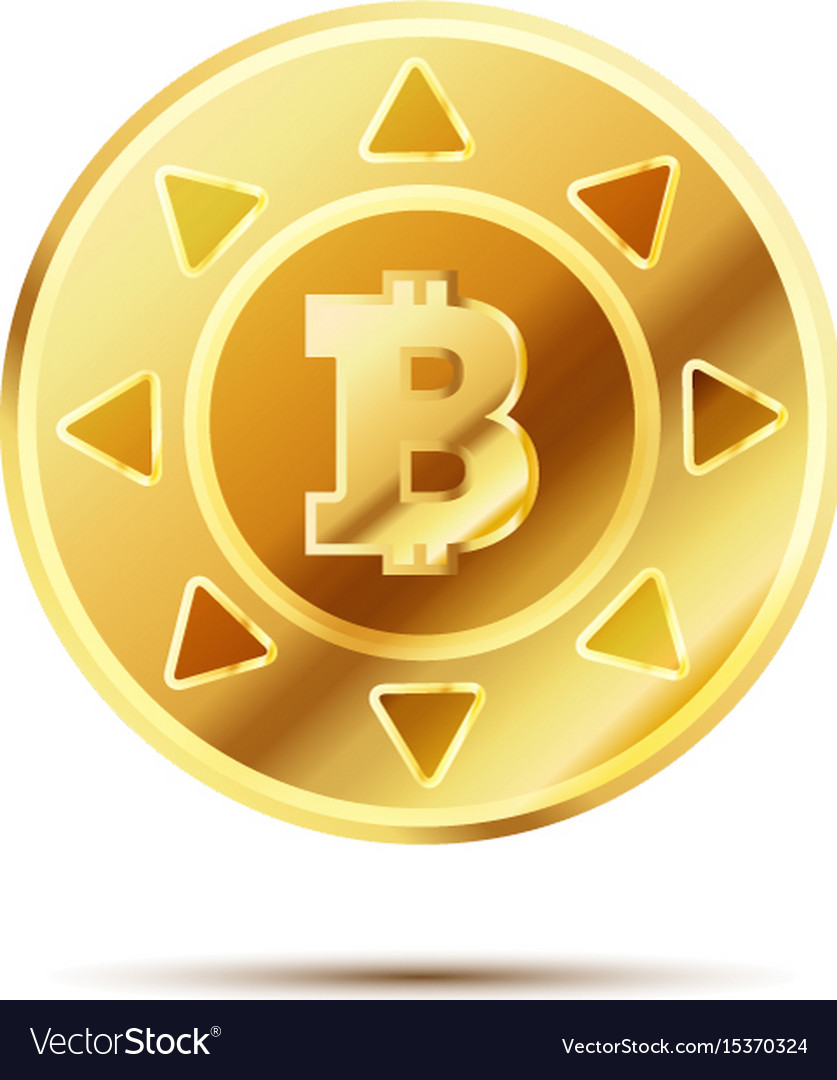 Bright glossy golden coin with bitcoin sign Vector Image