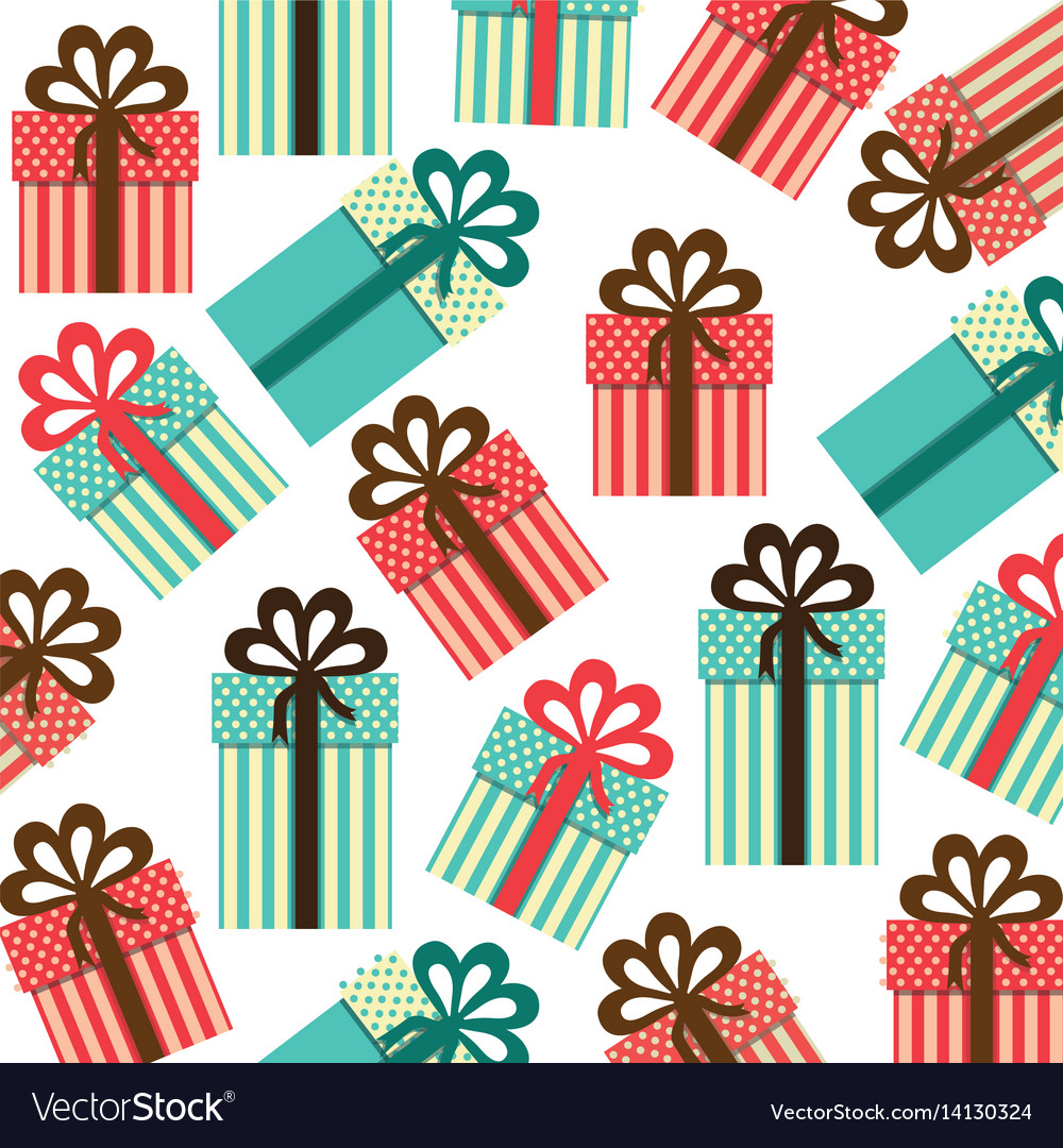 Colorful background pattern gift boxes Royalty Free Vector