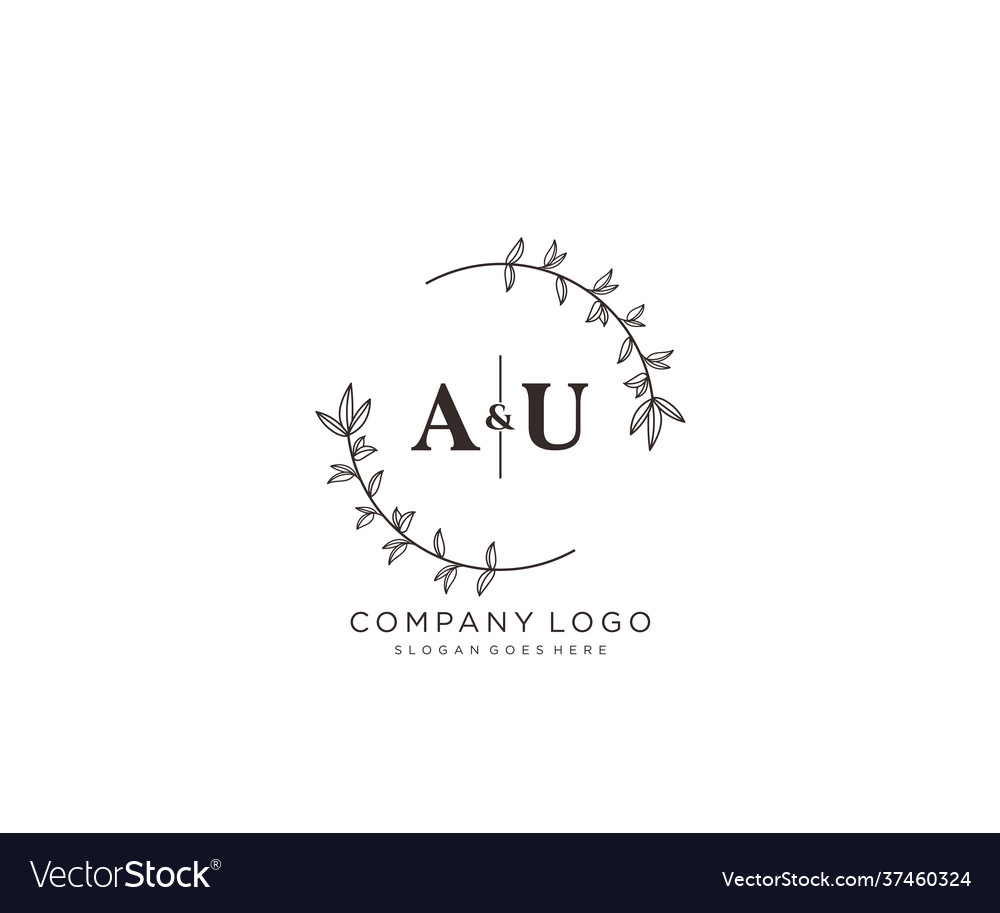 Initial au letters beautiful floral feminine Vector Image