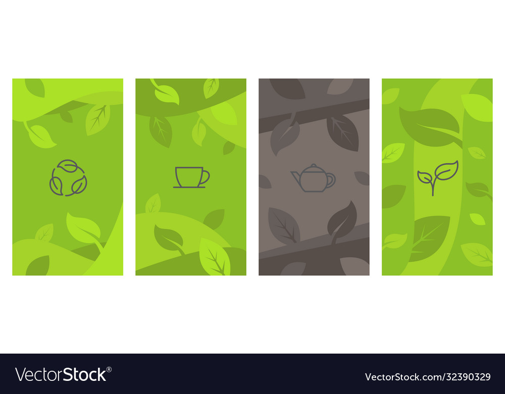 Abstract creative background with tea line icons