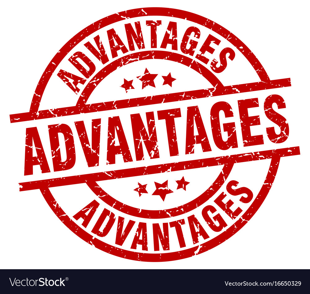 Advantages round red grunge stamp Royalty Free Vector Image