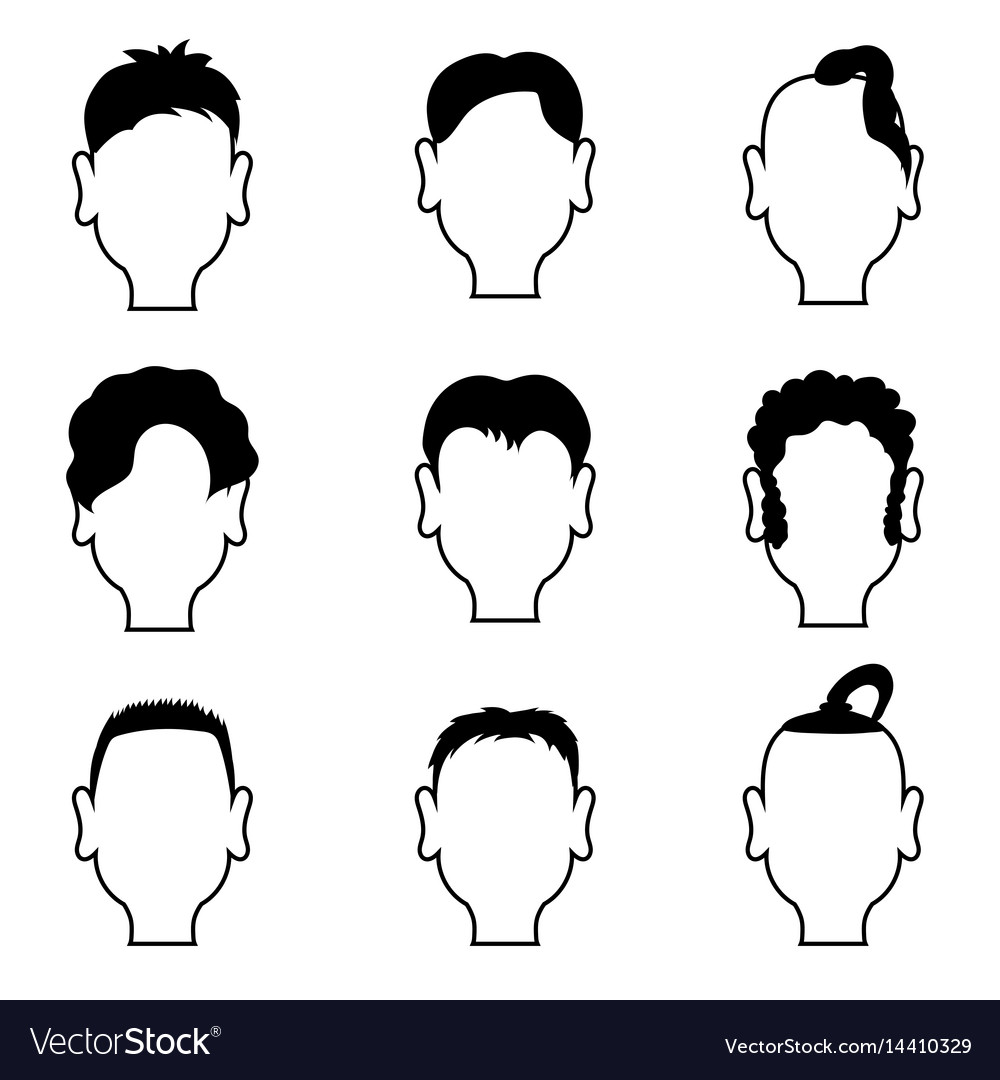 Empty Heads Outline With Hairstyles Royalty Free Vector