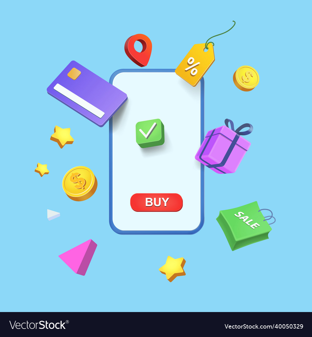 Online shopping 3d payment Royalty Free Vector Image