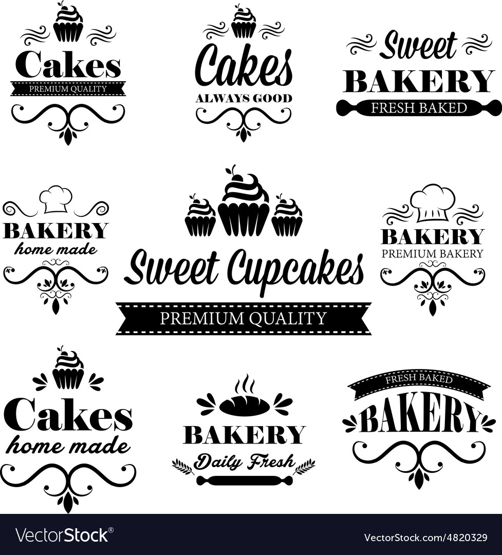 Set of black bakery logos Royalty Free Vector Image