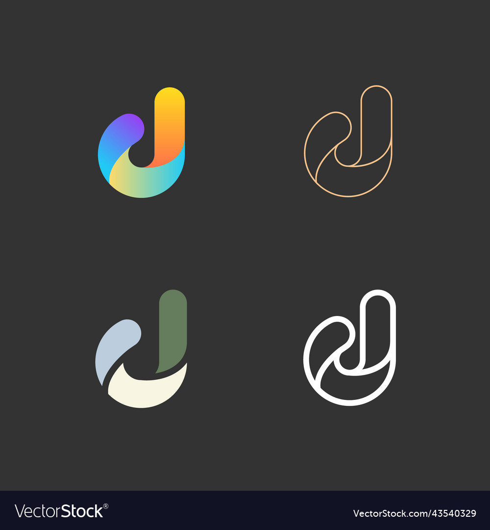Set of letters d from abstract multicolors shapes vector image Set of letters d from abstract multicolors shapes