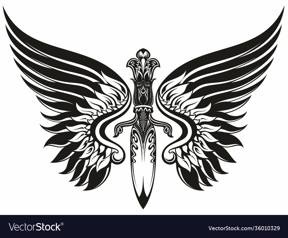 Winged Sword Royalty Free Vector Image - Vectorstock