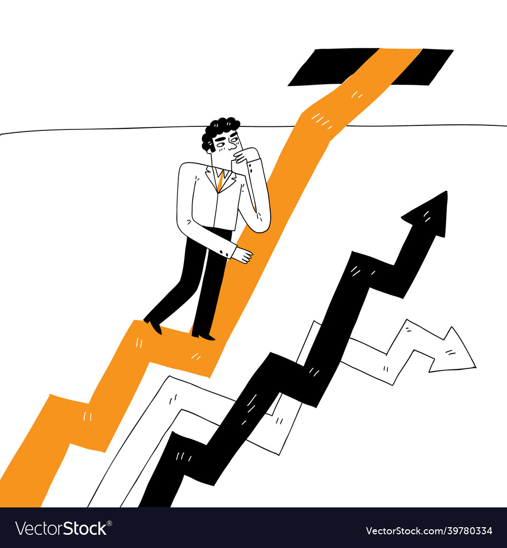 Businessman climbing graph line Royalty Free Vector Image