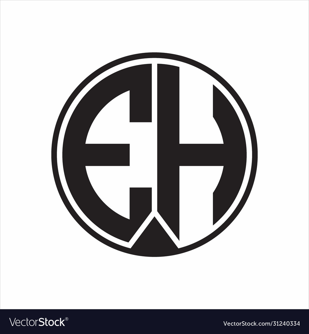 Eh logo monogram circle with piece ribbon style Vector Image