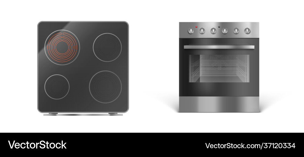 Induction cooking panel with oven electric stove Vector Image