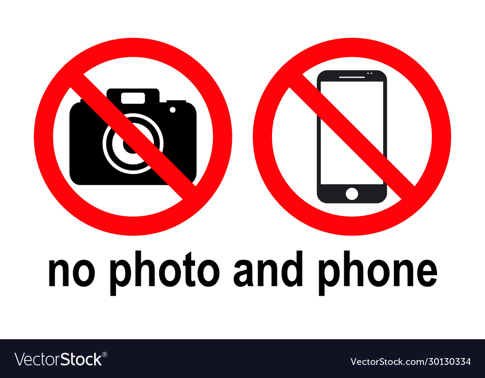 Prohibition sign no phone photo warning Royalty Free Vector