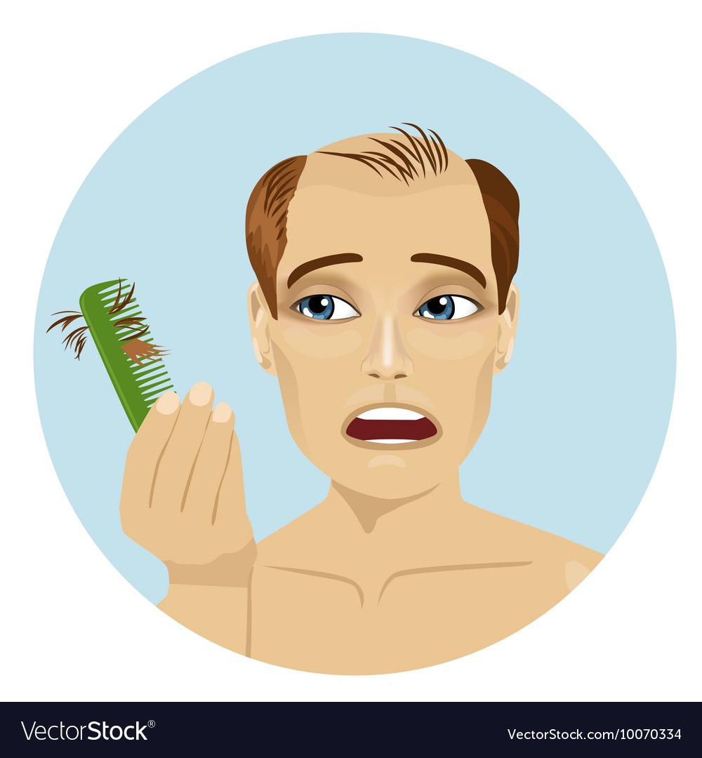 Young Man Worried About Hair Loss Royalty Free Vector Image