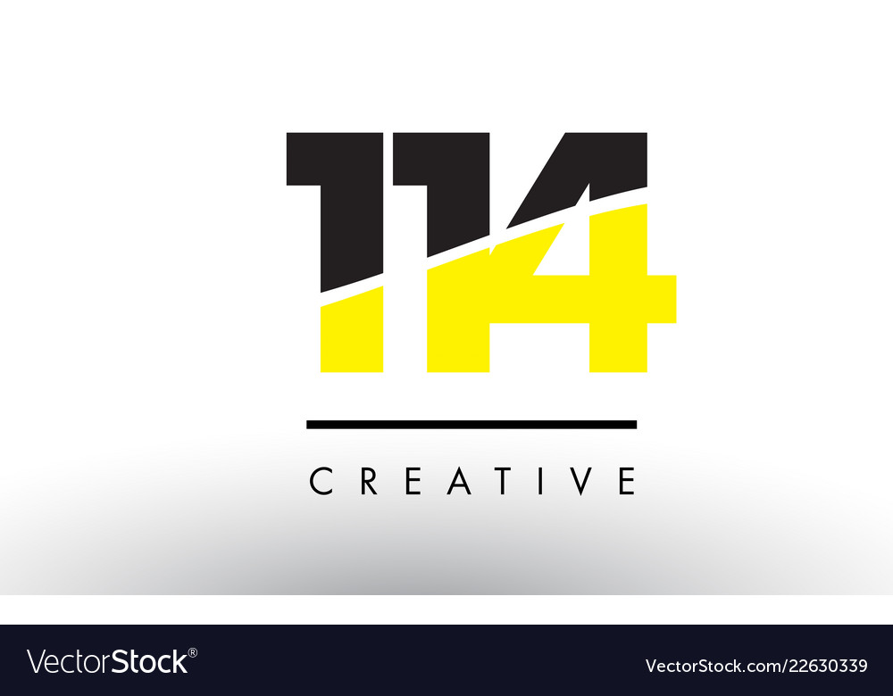114 black and yellow number logo design Royalty Free Vector
