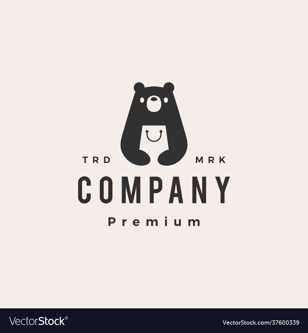 Bear shop hipster vintage logo icon Royalty Free Vector