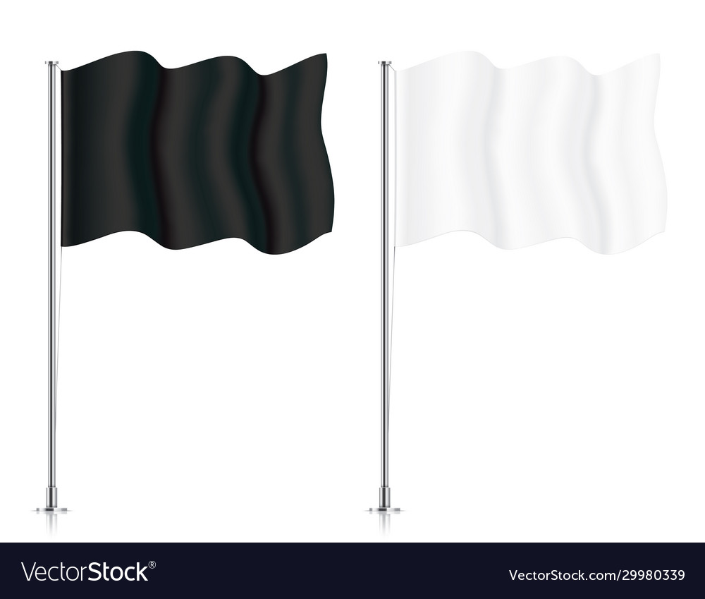 Black and white flags on metallic poles Royalty Free Vector