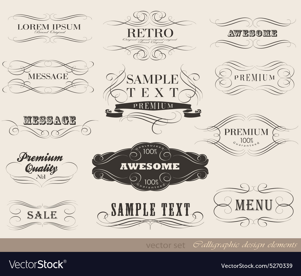 Calligraphic design elements Royalty Free Vector Image