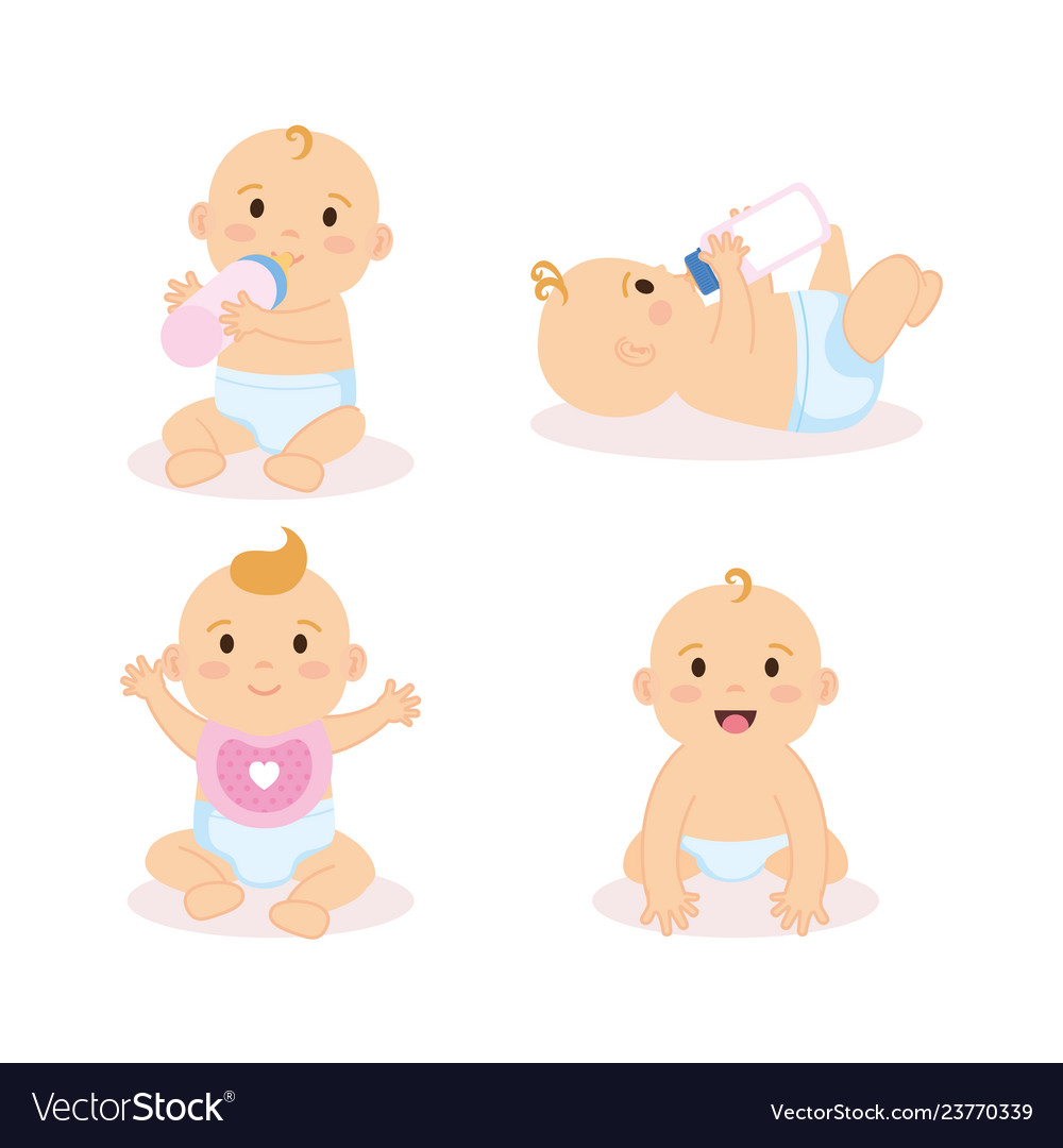 Group of babies characters Royalty Free Vector Image