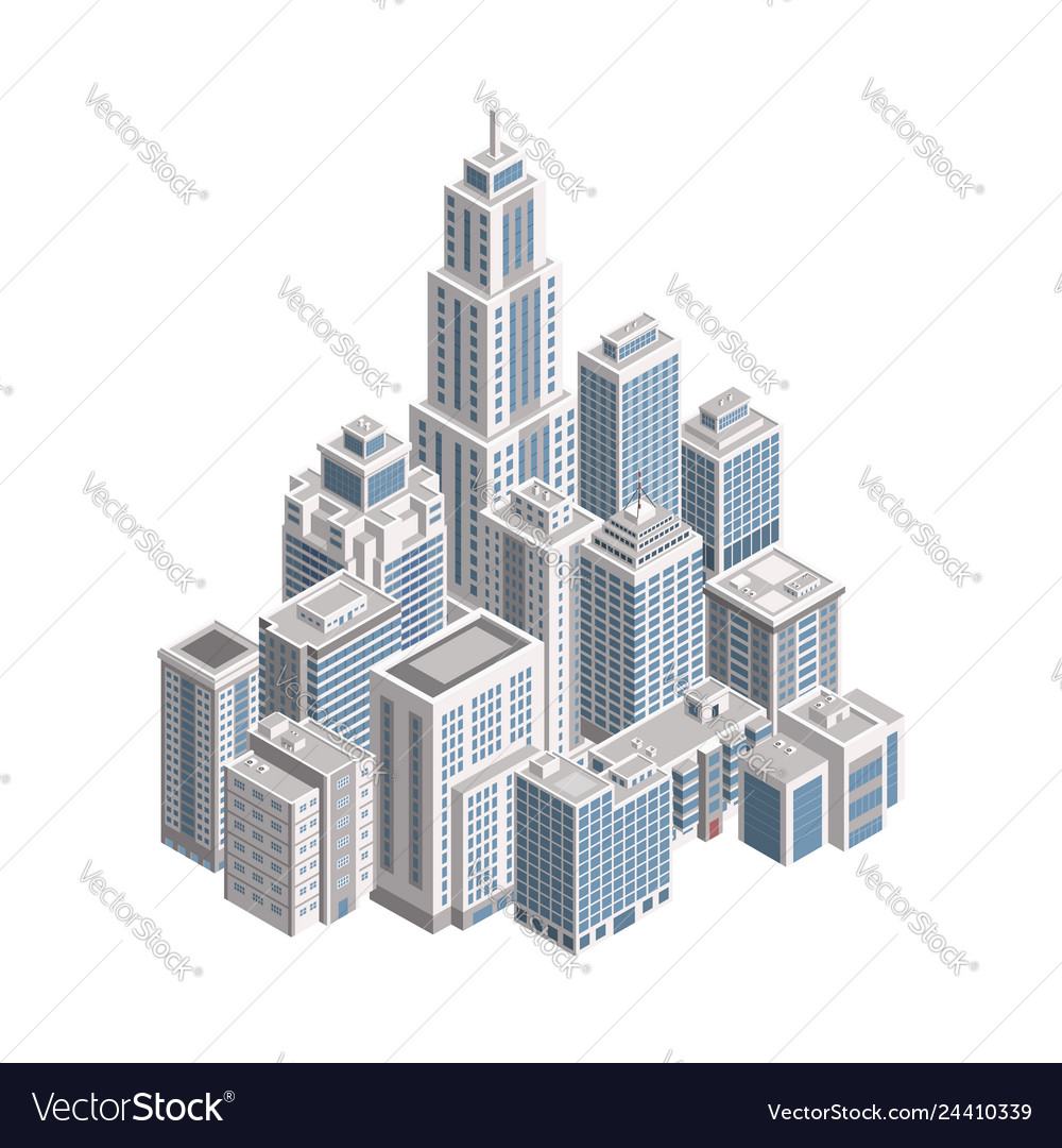 Isometric City Building Royalty Free Vector Image