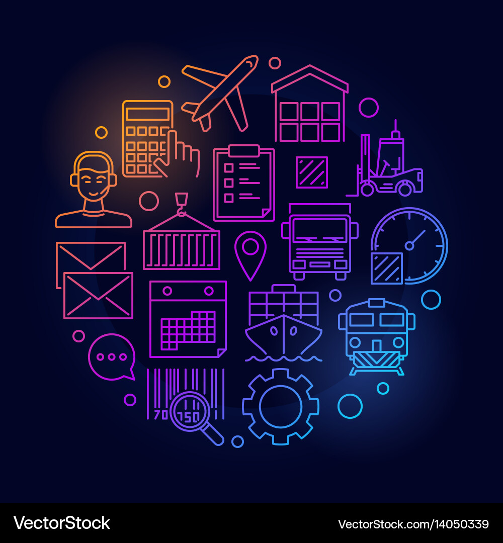 Logistics bright round Royalty Free Vector Image