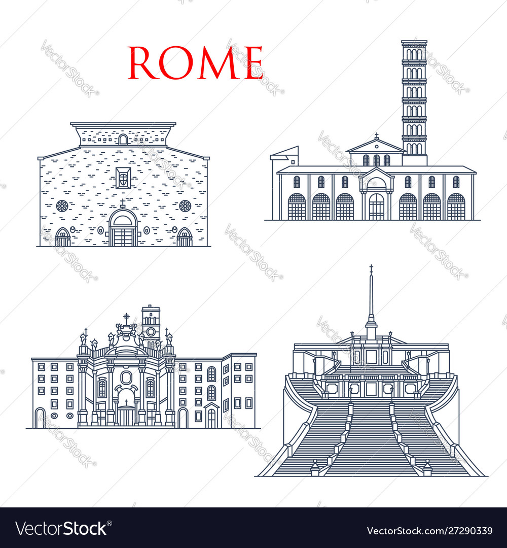 Rome architecture landmarks famous buildings Vector Image