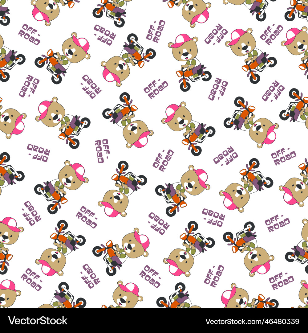 Seamless Pattern Texture With Cute Little Bear Vector Image