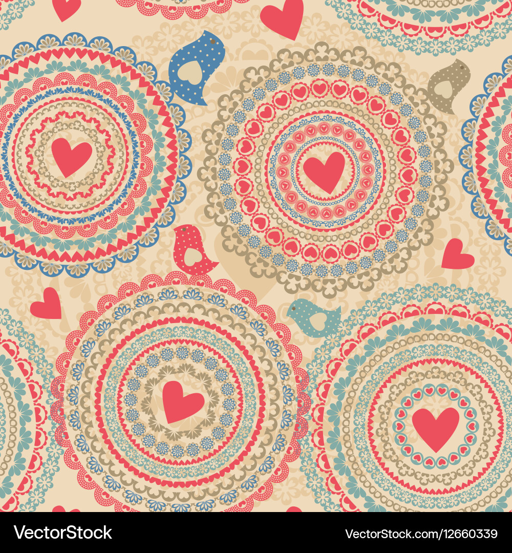 Vintage seamless pattern with heart elements Vector Image