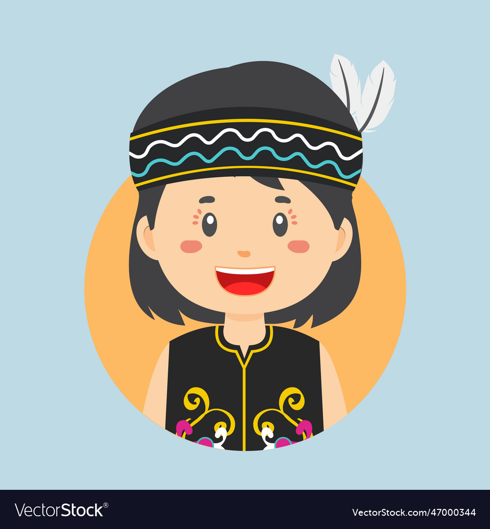 Avatar of a dayak indonesian character Royalty Free Vector
