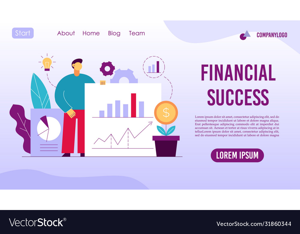 Financial business management landing page design Vector Image