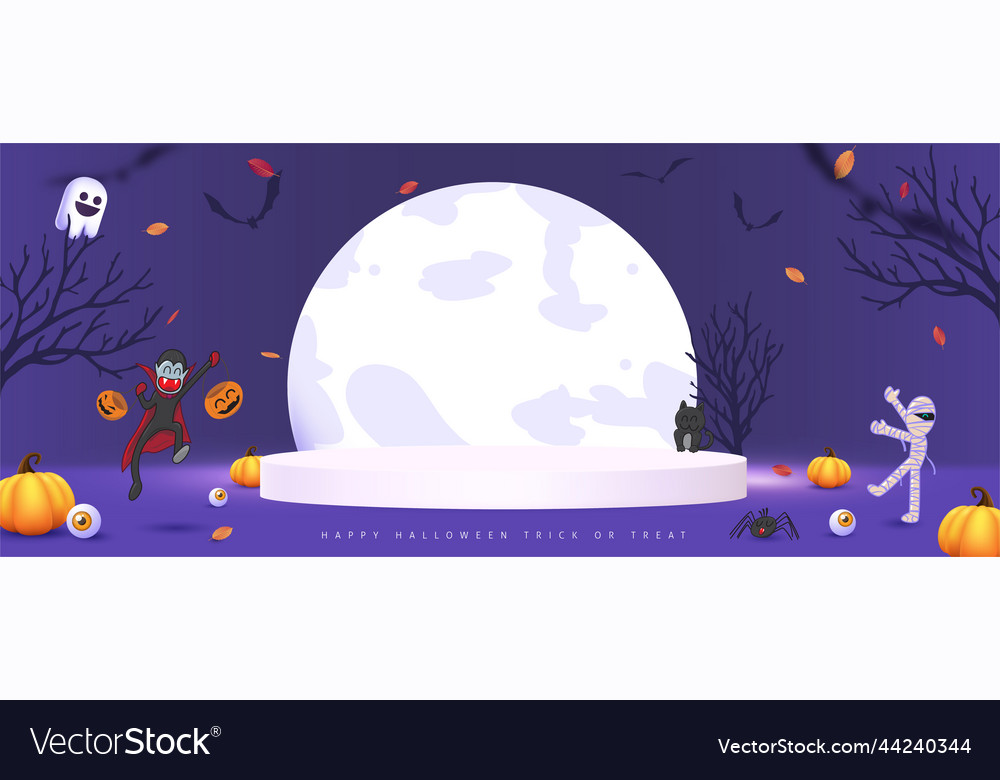 Halloween background design with product display Vector Image