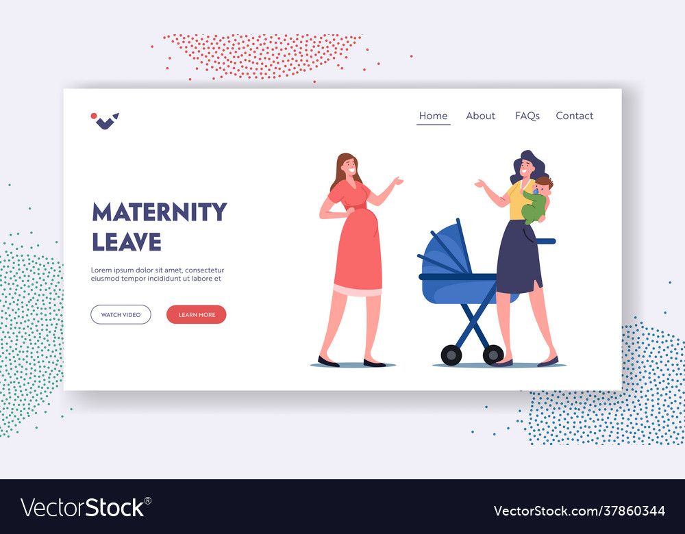 Maternity leave landing page template pregnant Vector Image