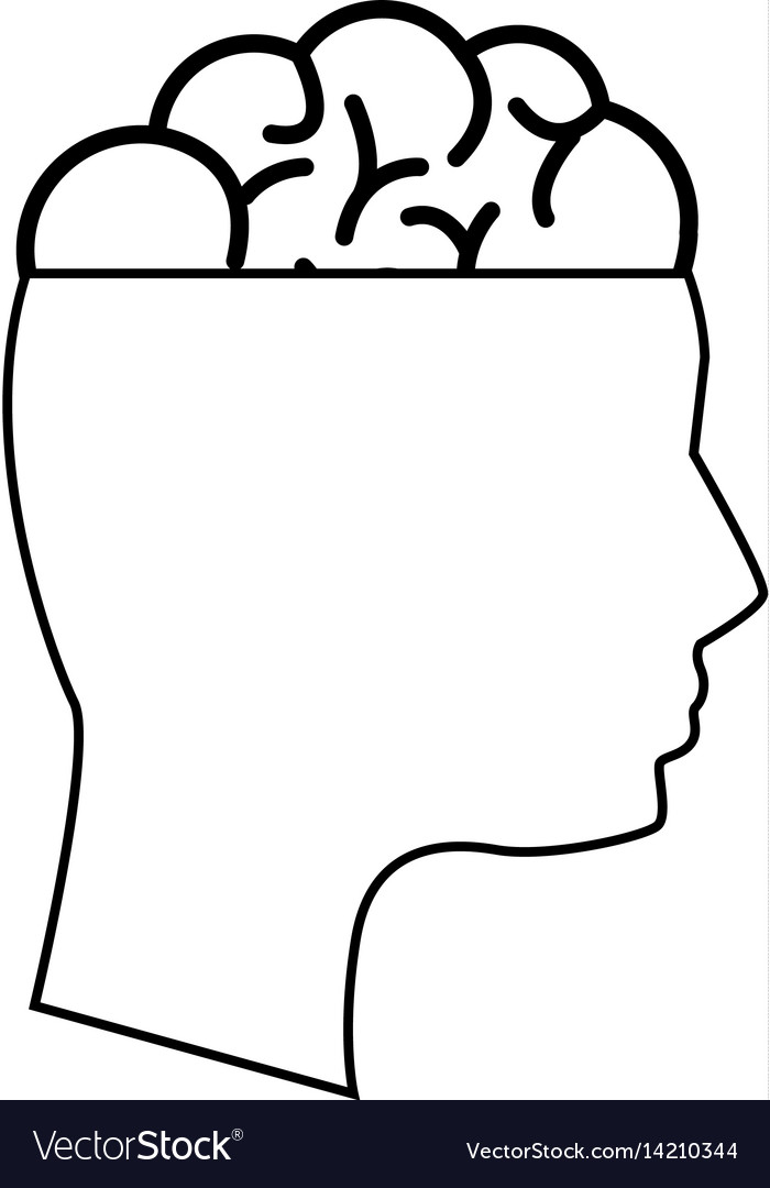 Mental health silhouette person with brain Vector Image