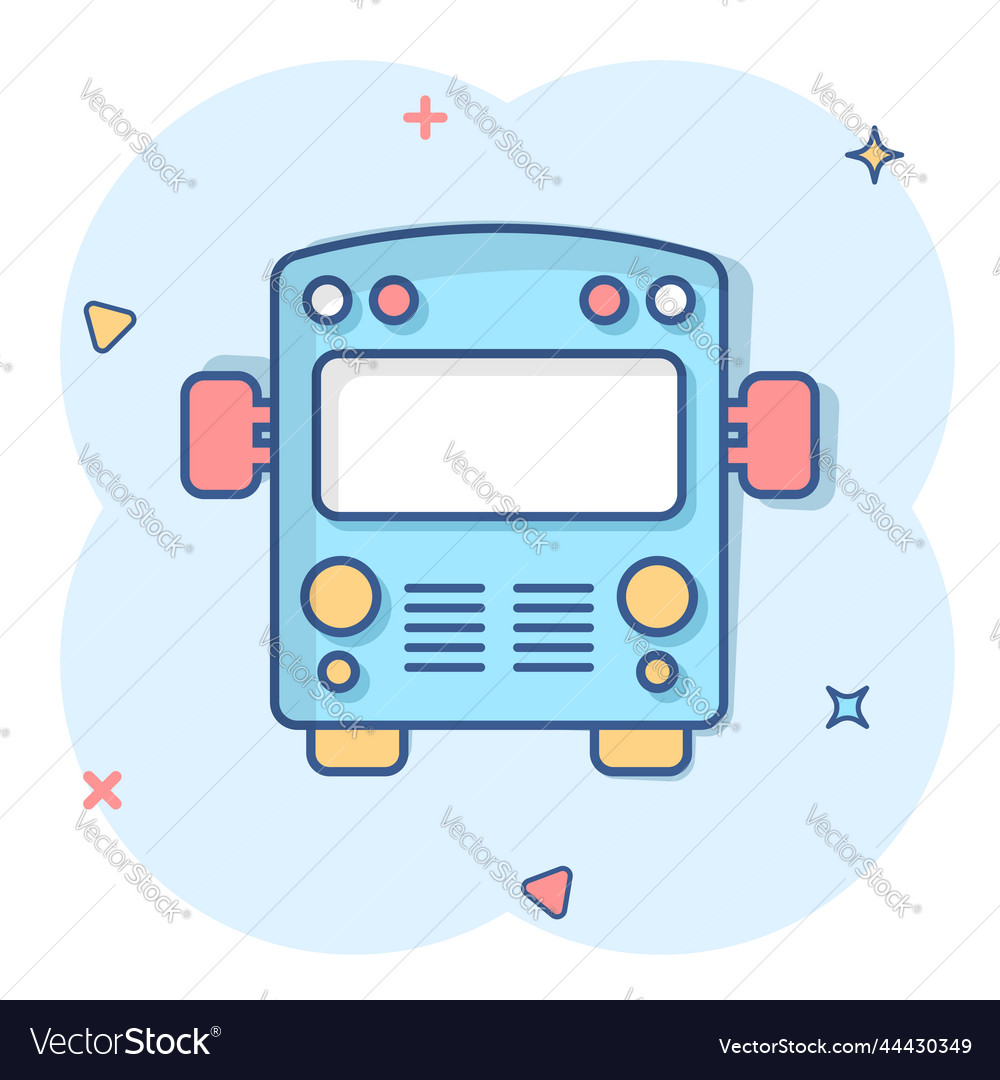 Bus icon in comic style coach car cartoon Vector Image