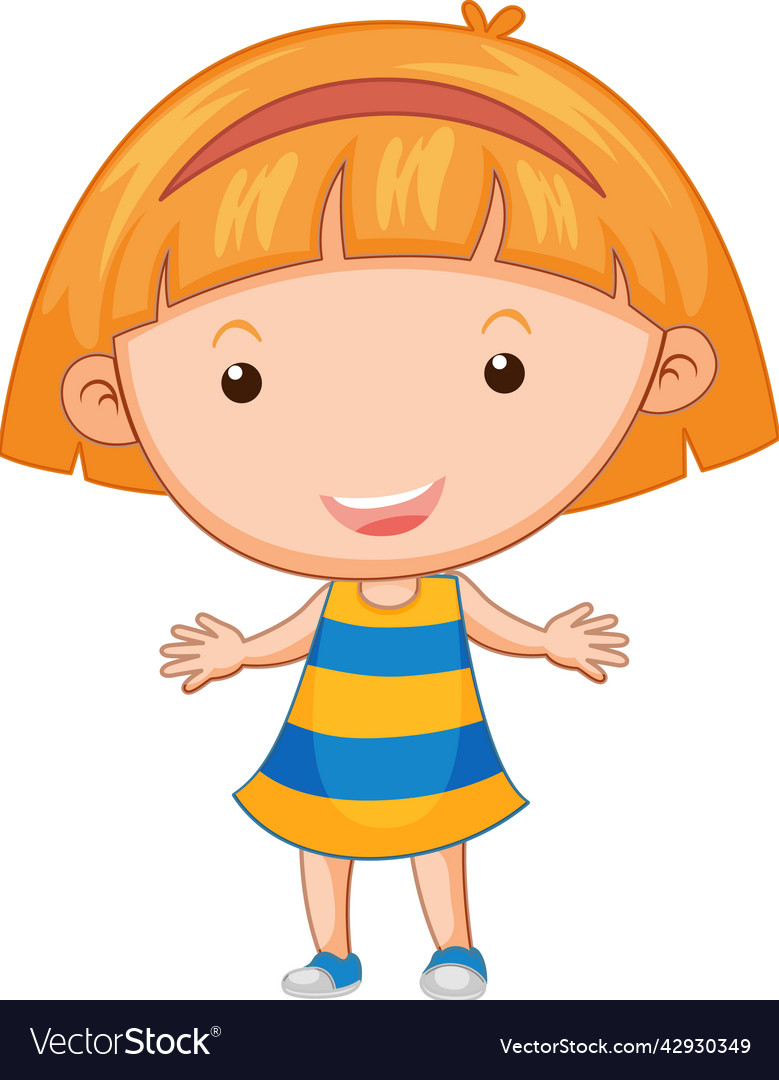 Cute girl cartoon character on white background Vector Image