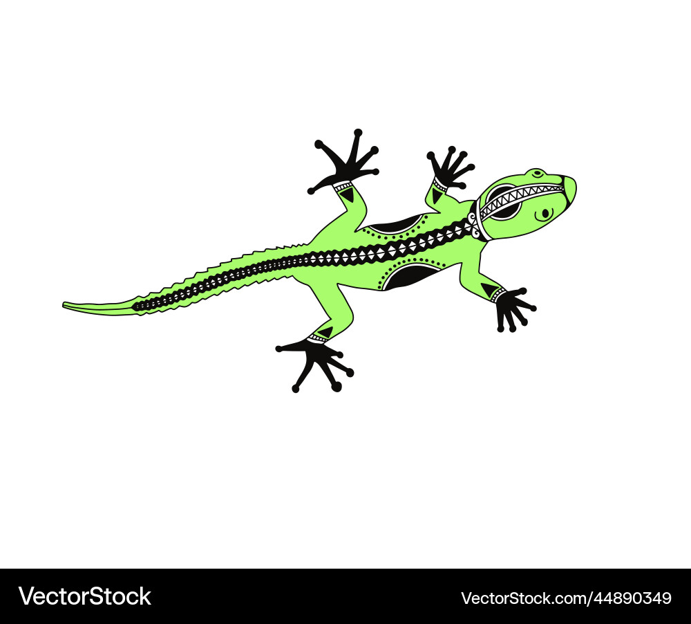 Lizard gecko in decorative flat style Royalty Free Vector