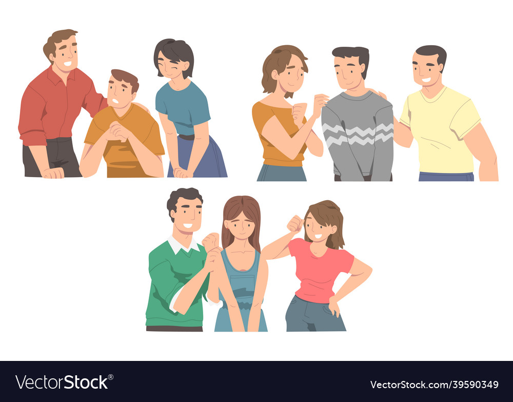 People character supporting friend encouraging Vector Image