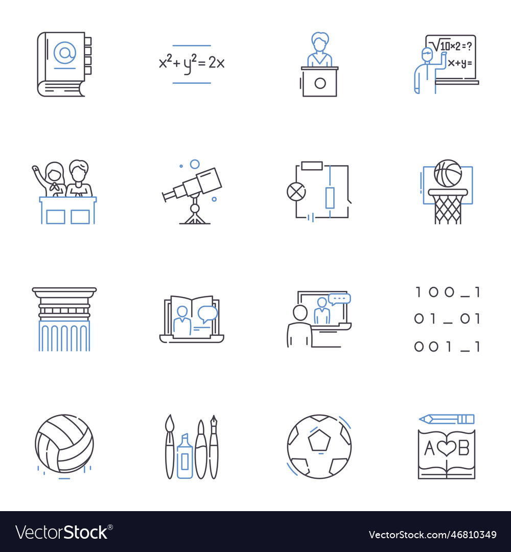 Trade school line icons collection education Vector Image