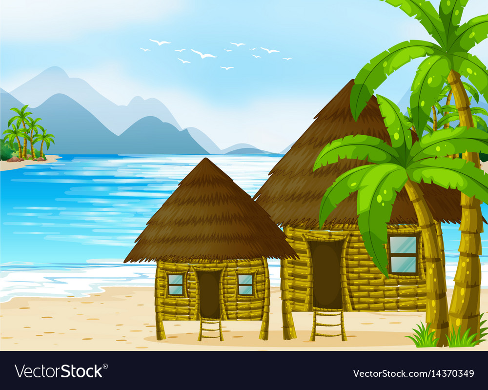 Wooden Huts On The Beach Royalty Free Vector Image Wooden Huts On The Beach Vector Image