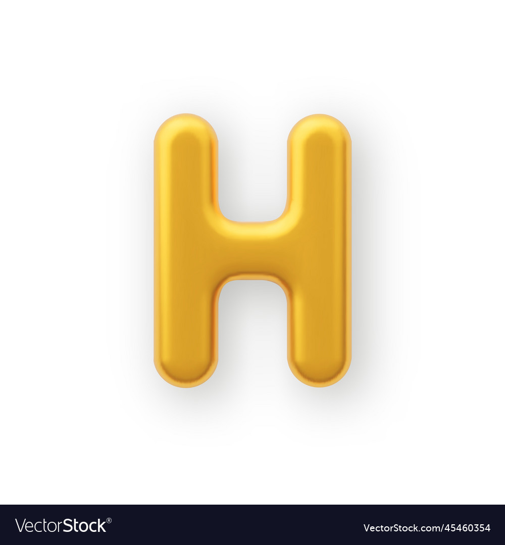 3d gold uppercase letter h on a white background Vector Image