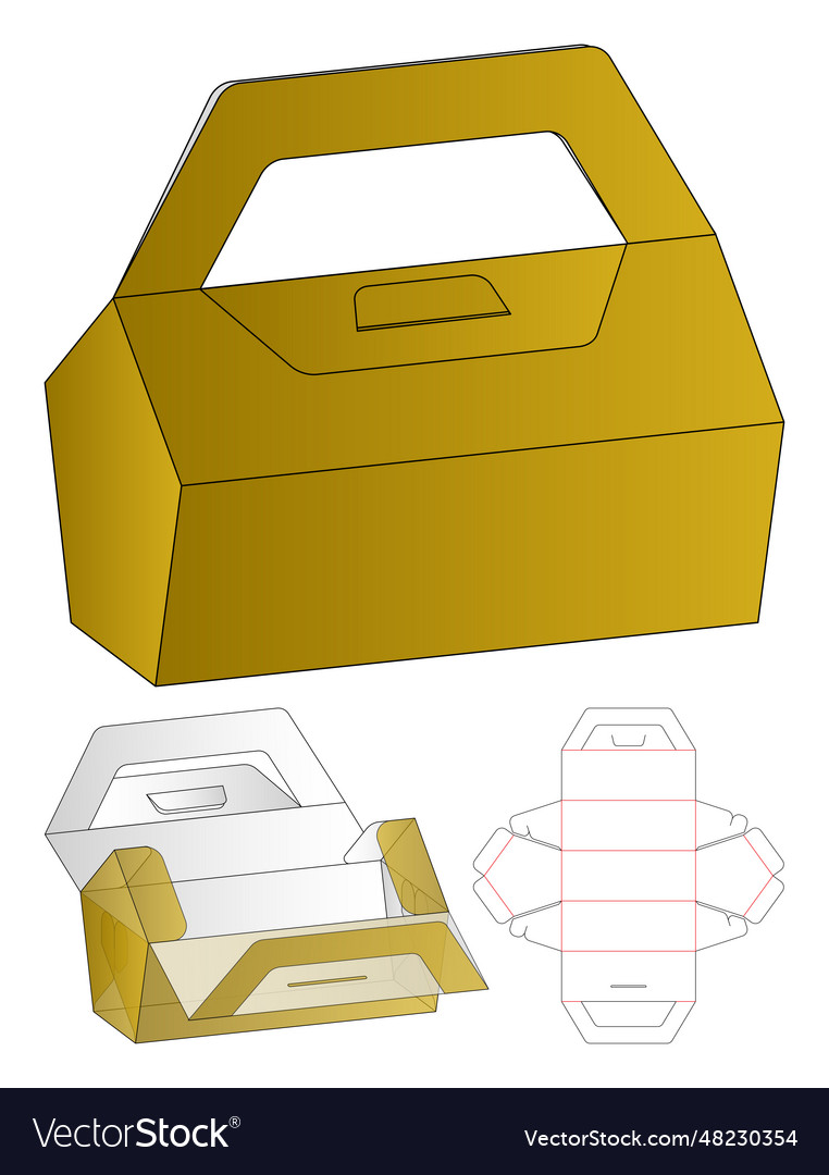 Box packaging die cut template design 3d mock-up Vector Image