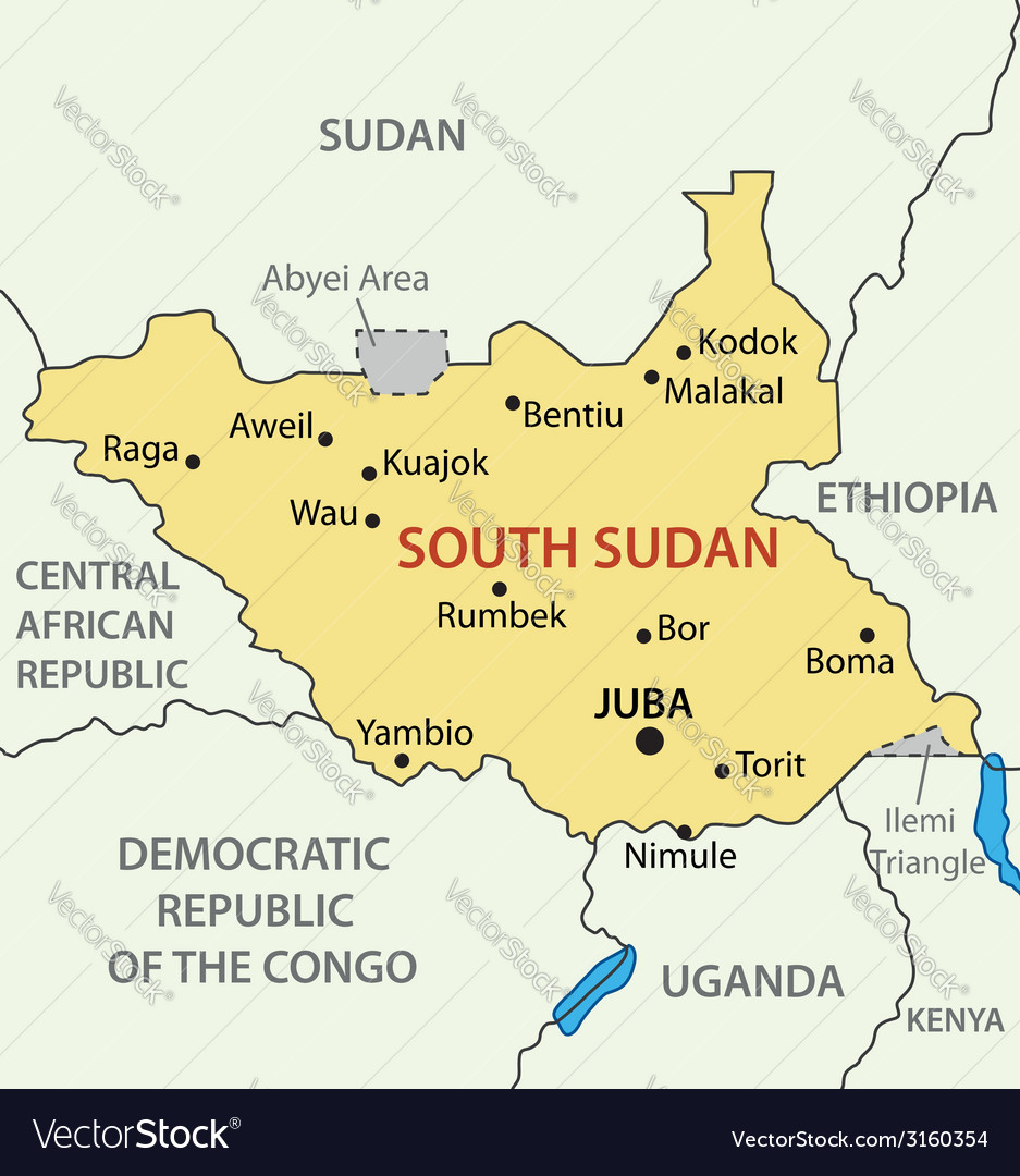 Map Of South Sudan Republic Of South Sudan - Map Royalty Free Vector Image