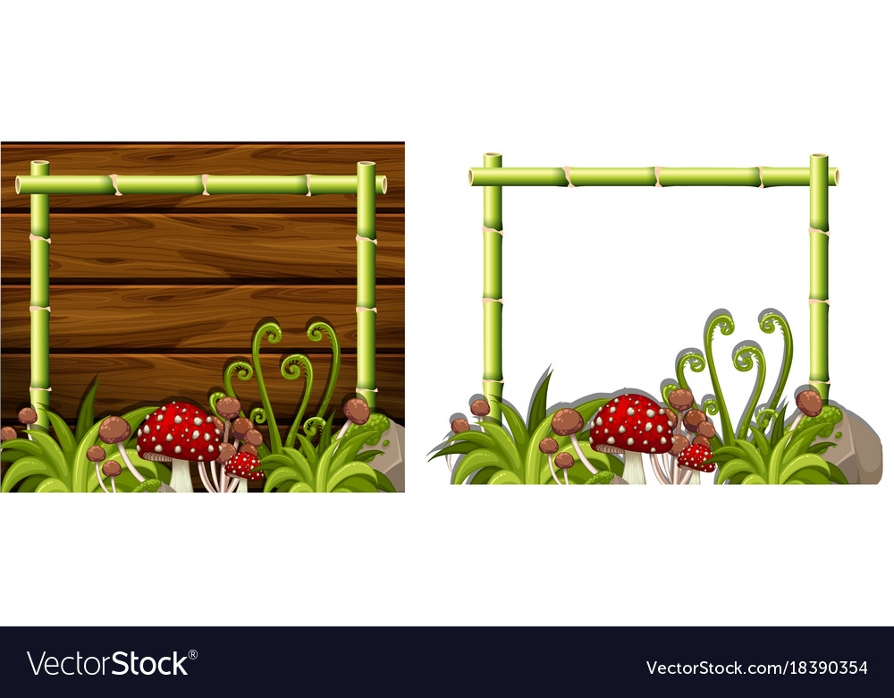 Two bamboo frames with mushrooms