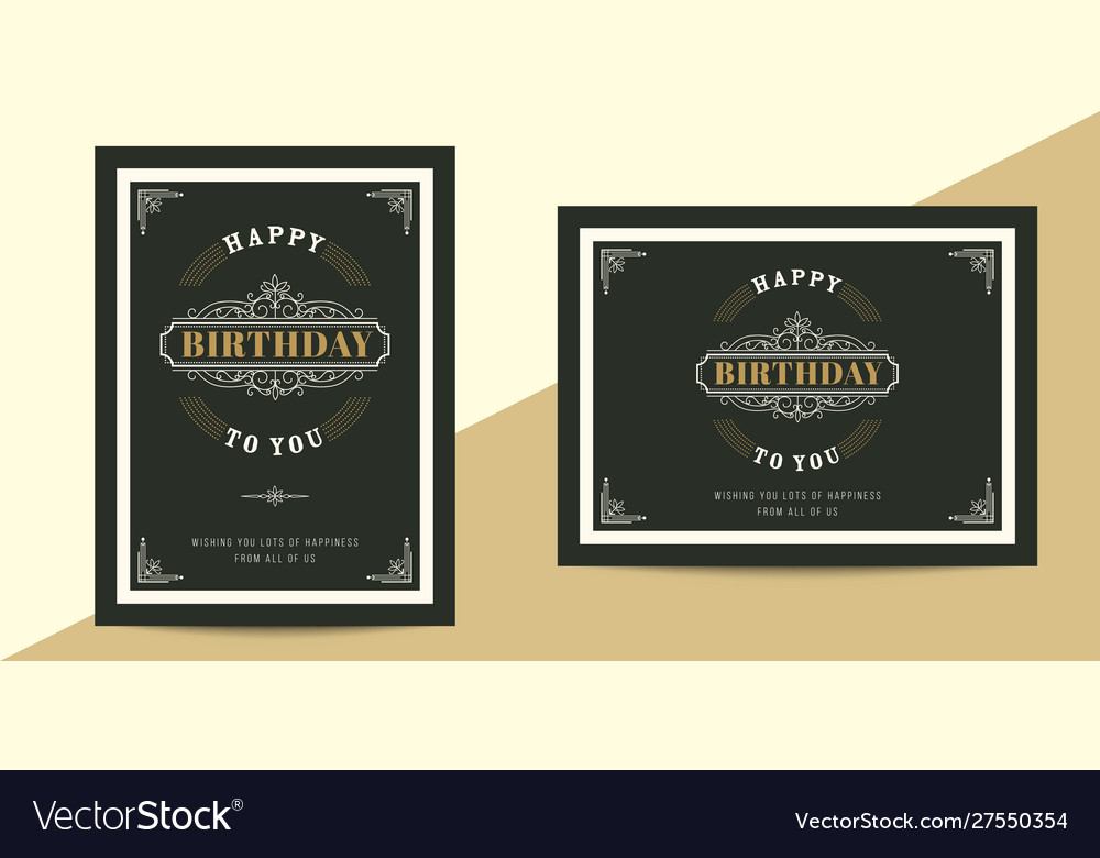 Vintage luxury birthday card template retro vector image Vintage luxury birthday card template retro