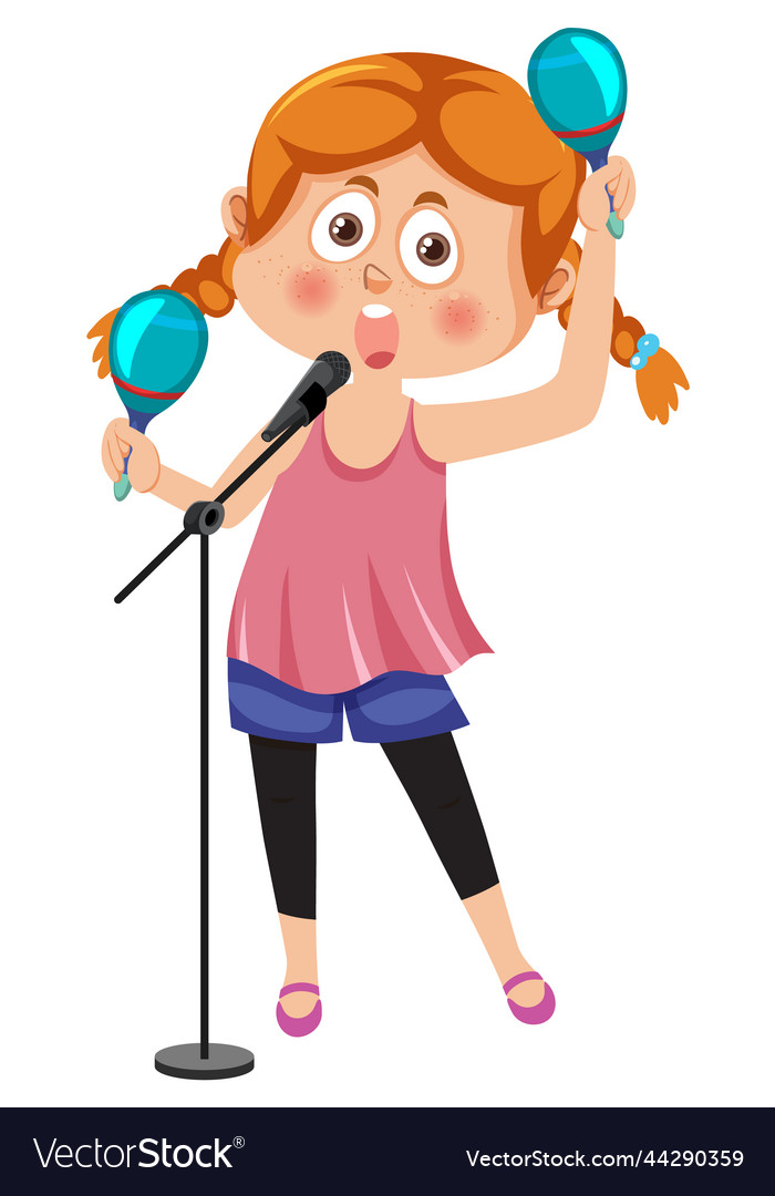 A girl playing maracas Royalty Free Vector Image