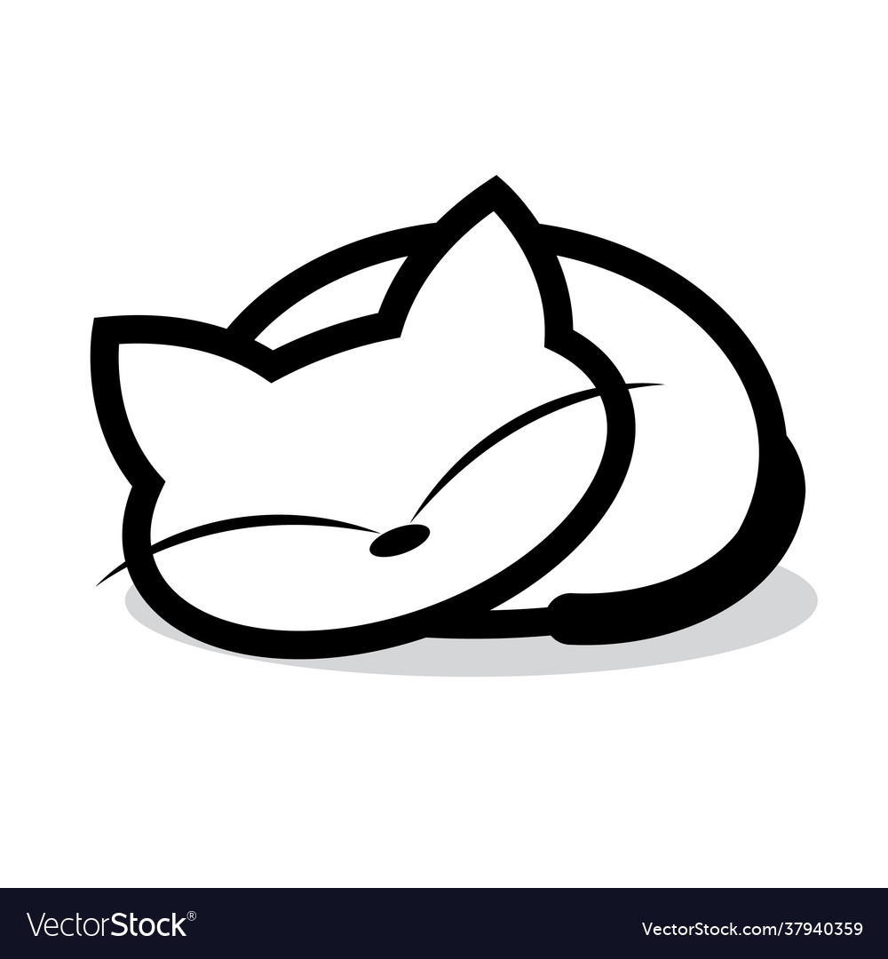 Cartoon white cat sleeping Royalty Free Vector Image