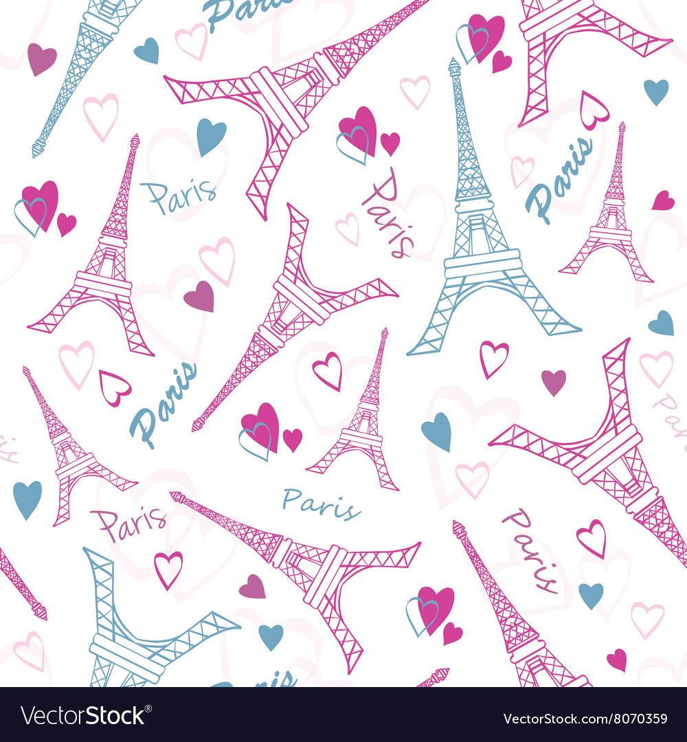 Eifel Tower Paris Love Pink Grey Drawing Vector Image