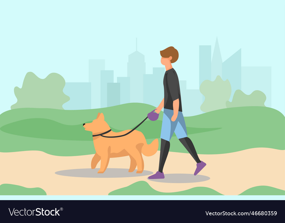 Healthy Family Poster Man Walking In City Park Vector Image