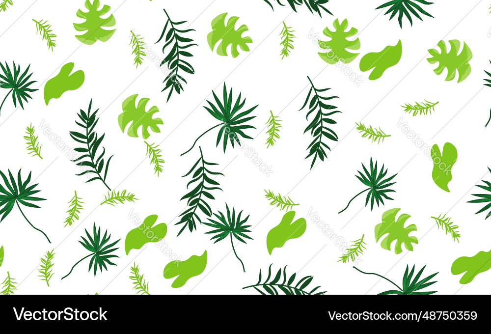 Seamless pattern tropical leaf transparent Vector Image
